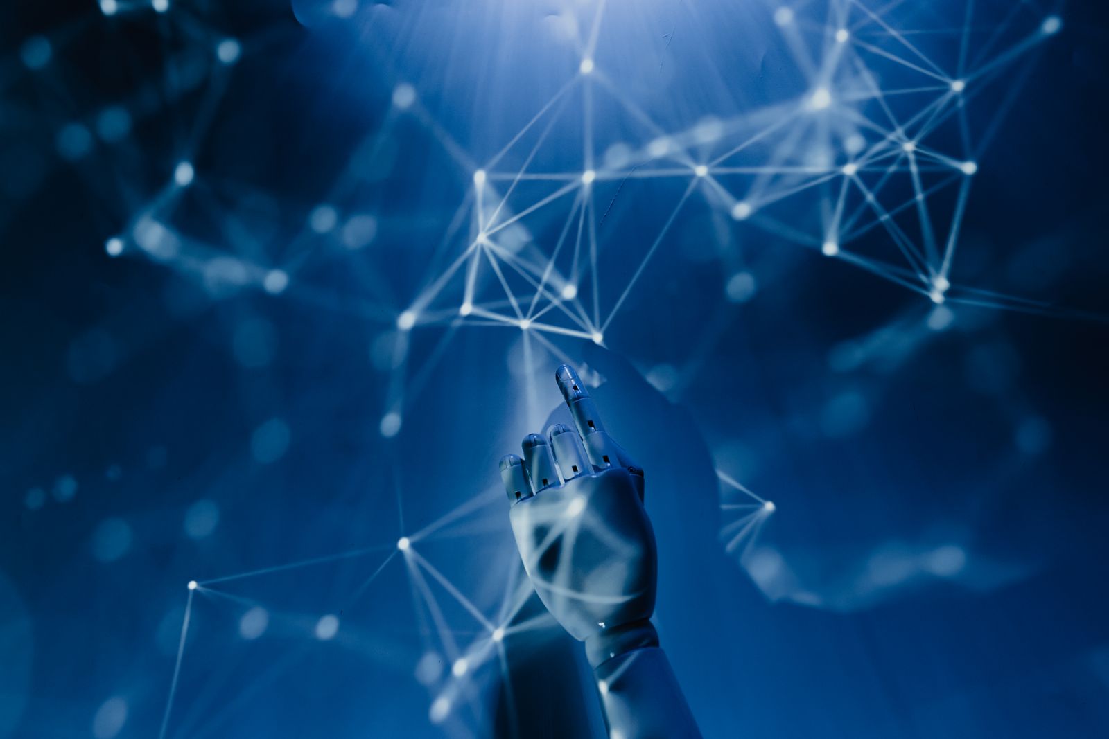 An abstract network of connected nodes representing an AI system