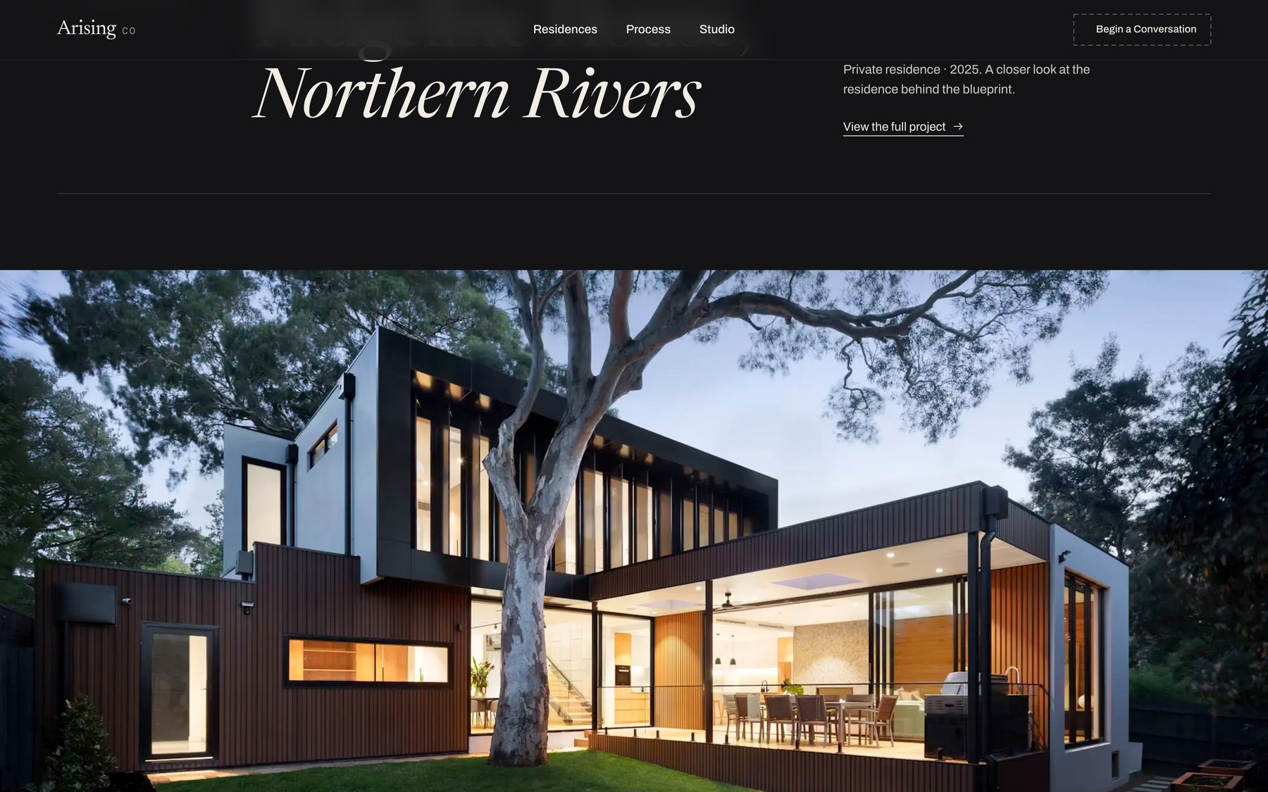 Featured residence with full-bleed architectural photography