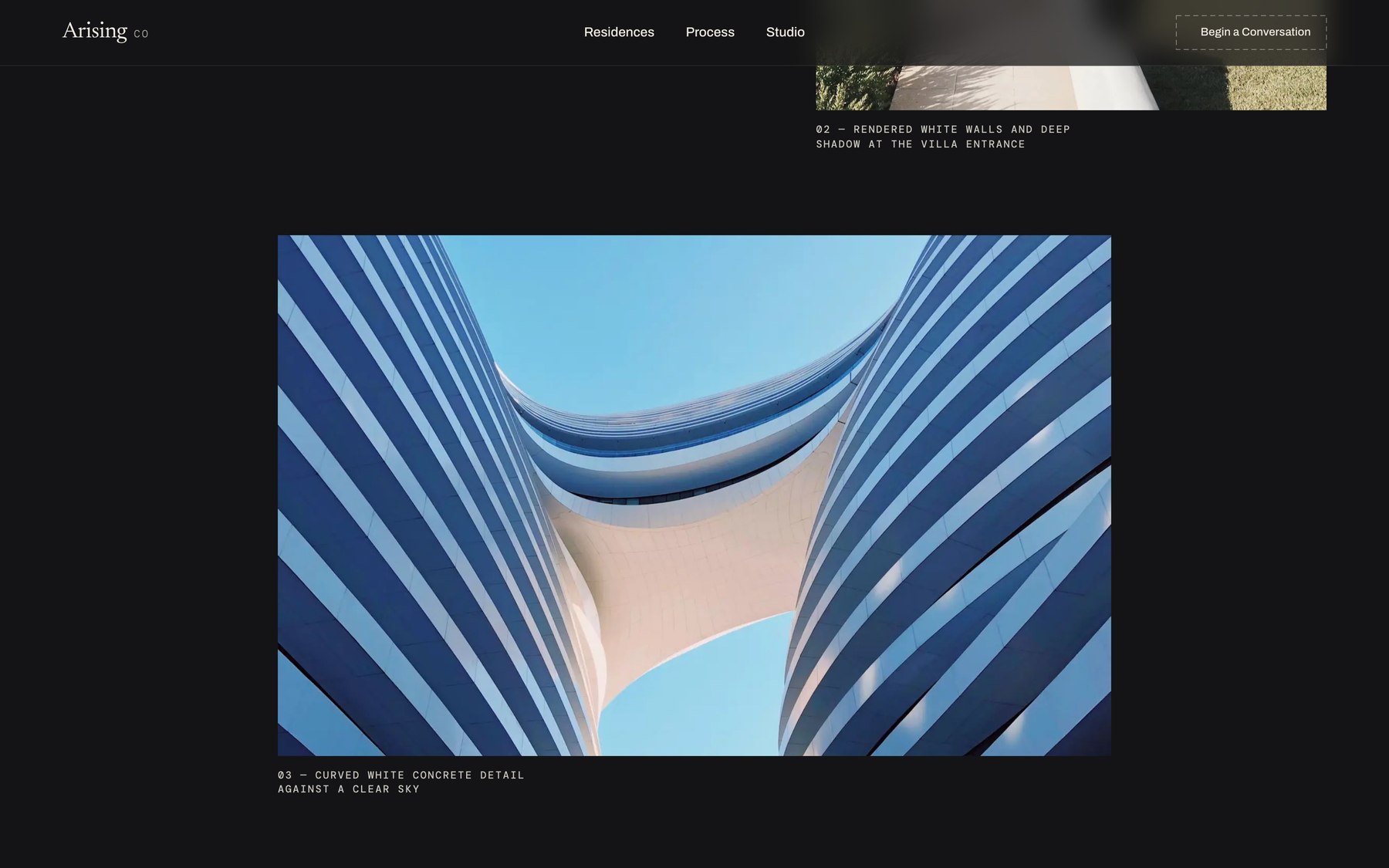 Close-range architectural detail photography