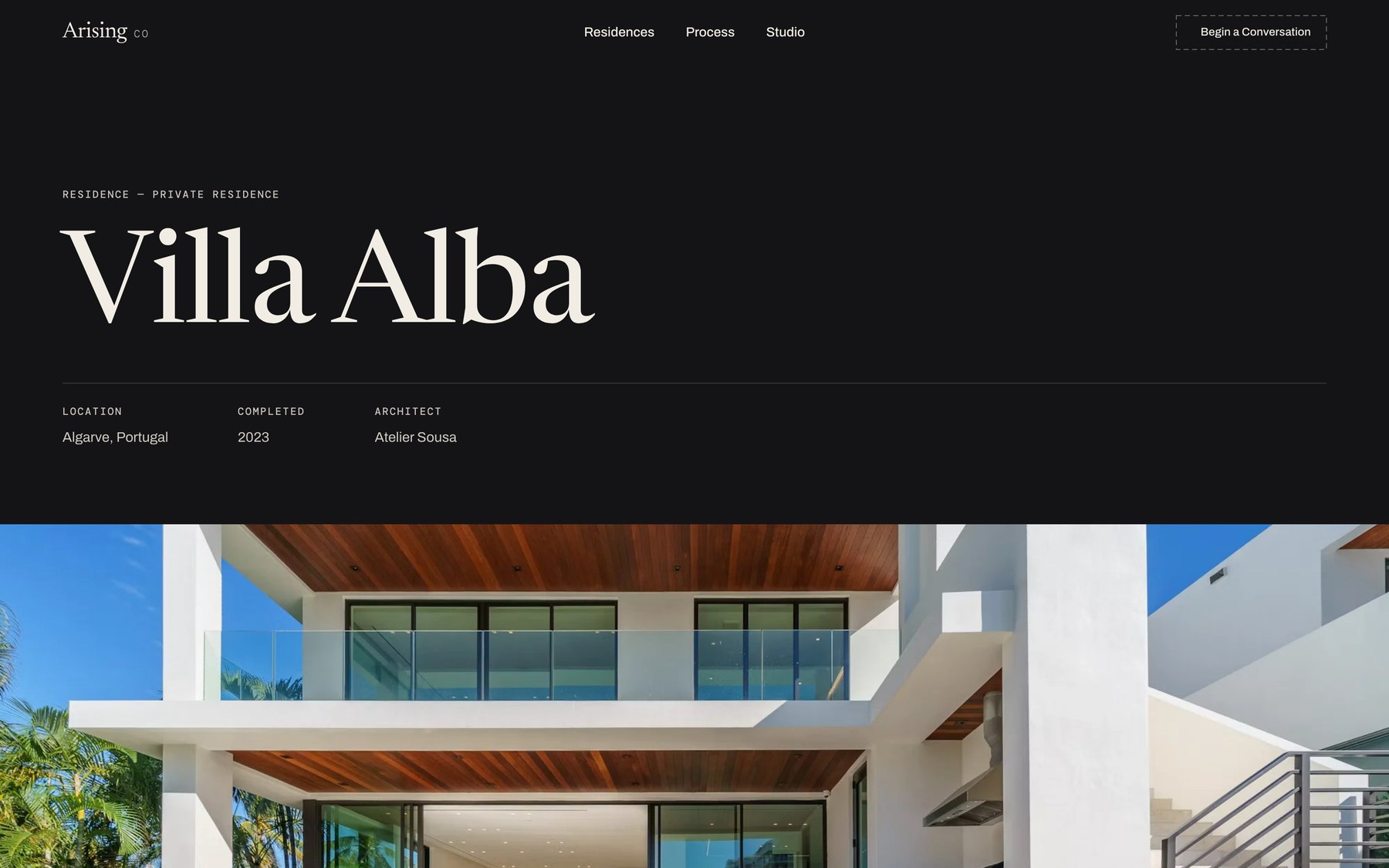 Villa Alba project page with location, completion and architect